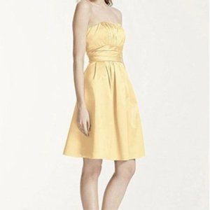 David's Bridal Yellow Strapless short cotton sateen dress, sz 20